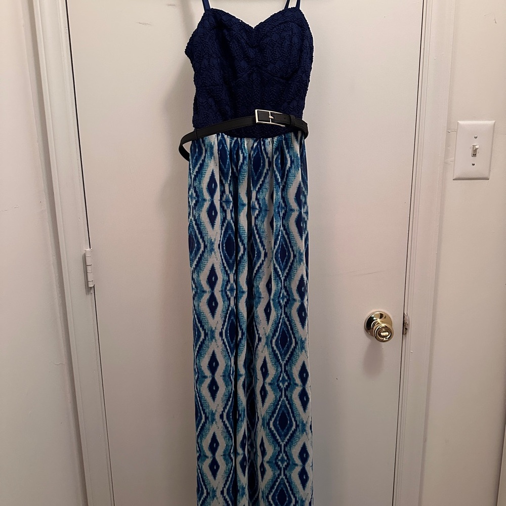 Lily Rose Navy Lace Maxi Dress